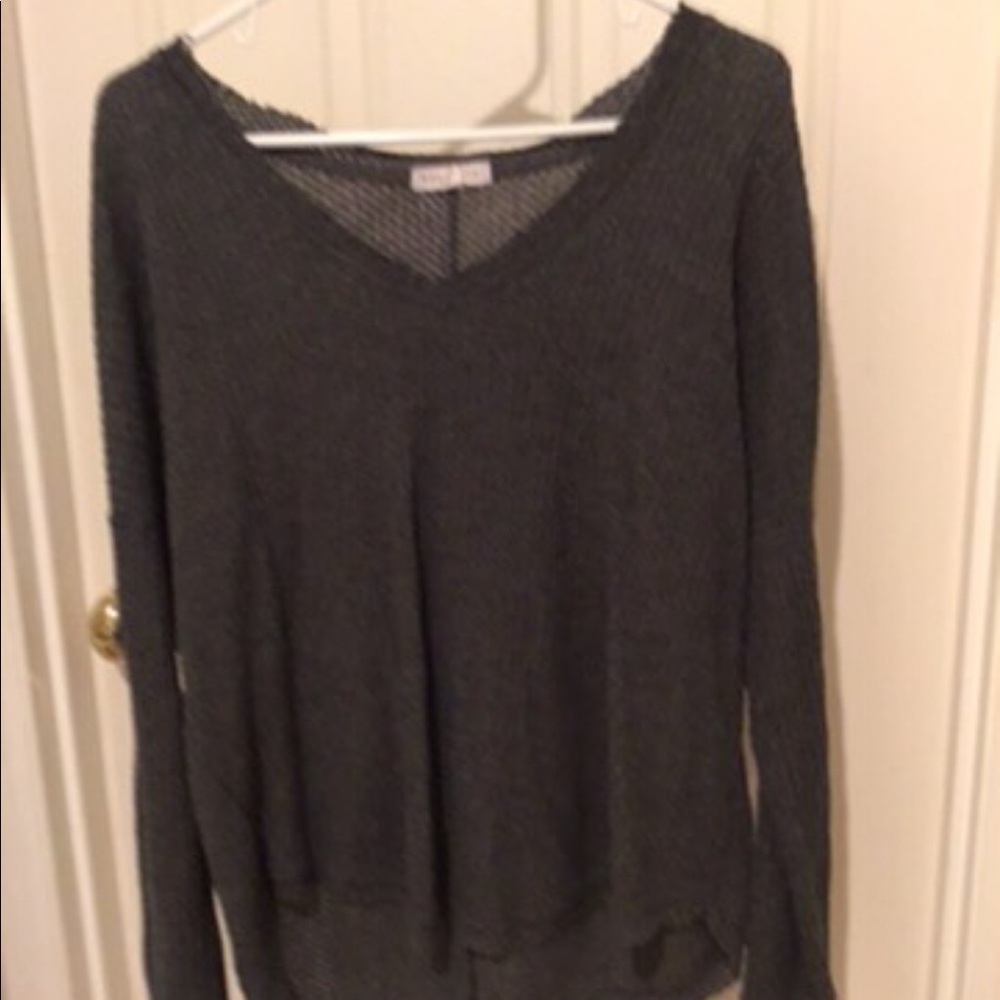 grey socialite waffle vneck